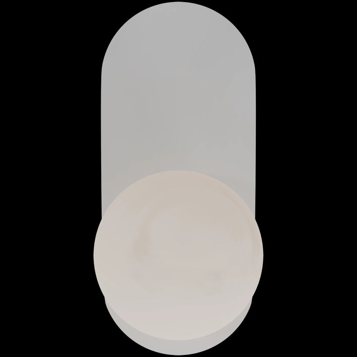 Calibo Crest Alabaster Glass 140mm Orb Wall Light Oval Plate 320mm | White