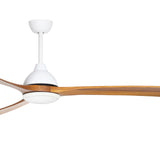 Fanco Sanctuary DC 92" Solid Timber Blade Indoor/Outdoor Ceiling Fan with 24w LED CCT Light and Remote | White & Teak