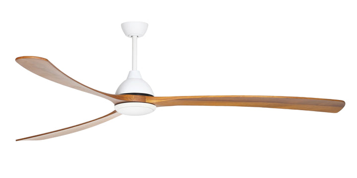 Fanco Sanctuary DC 92" Solid Timber Blade Indoor/Outdoor Ceiling Fan with 24w LED CCT Light and Remote | White & Teak