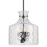 Telbix Perron 4 Light Modern Glass Pendant with Dimpled Decanter-Inspired Shade | Black