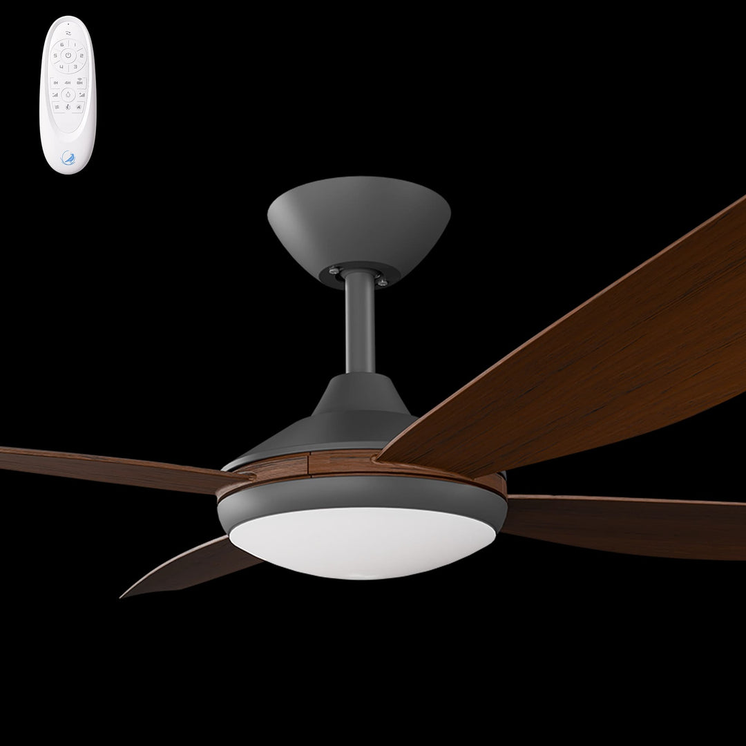 Calibo Vanga 56" DC Smart Ceiling Fan with LED Light and Remote Control | Black and Koa