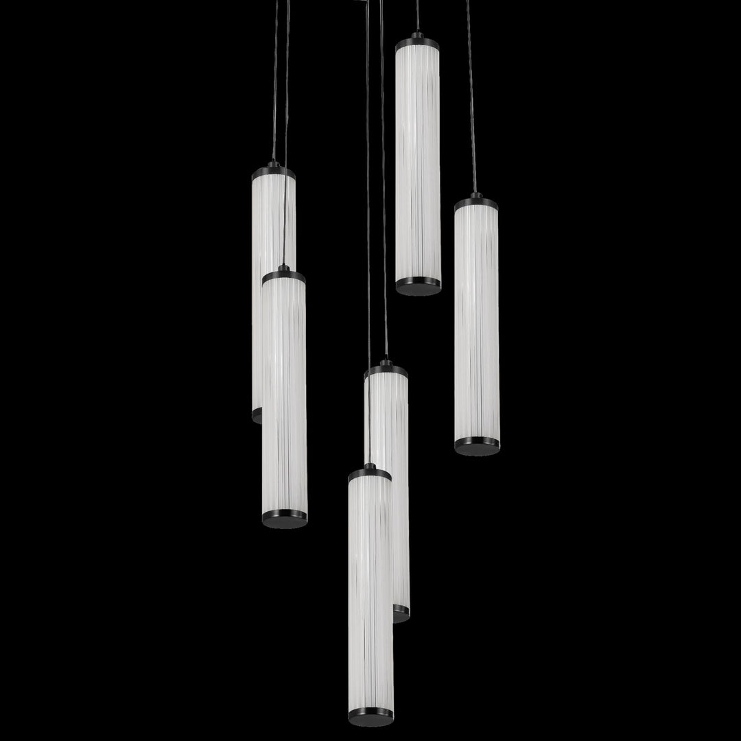 Calibo Charm Modern Fluted 6 Light Cluster Pendant | Black