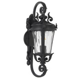 Telbix Pedral Classic Lantern-Style Outdoor Wall Light with Textured Glass | Black
