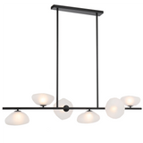 Telbix Zecca 6 Light Bar Pendant | Black & Frost Glass