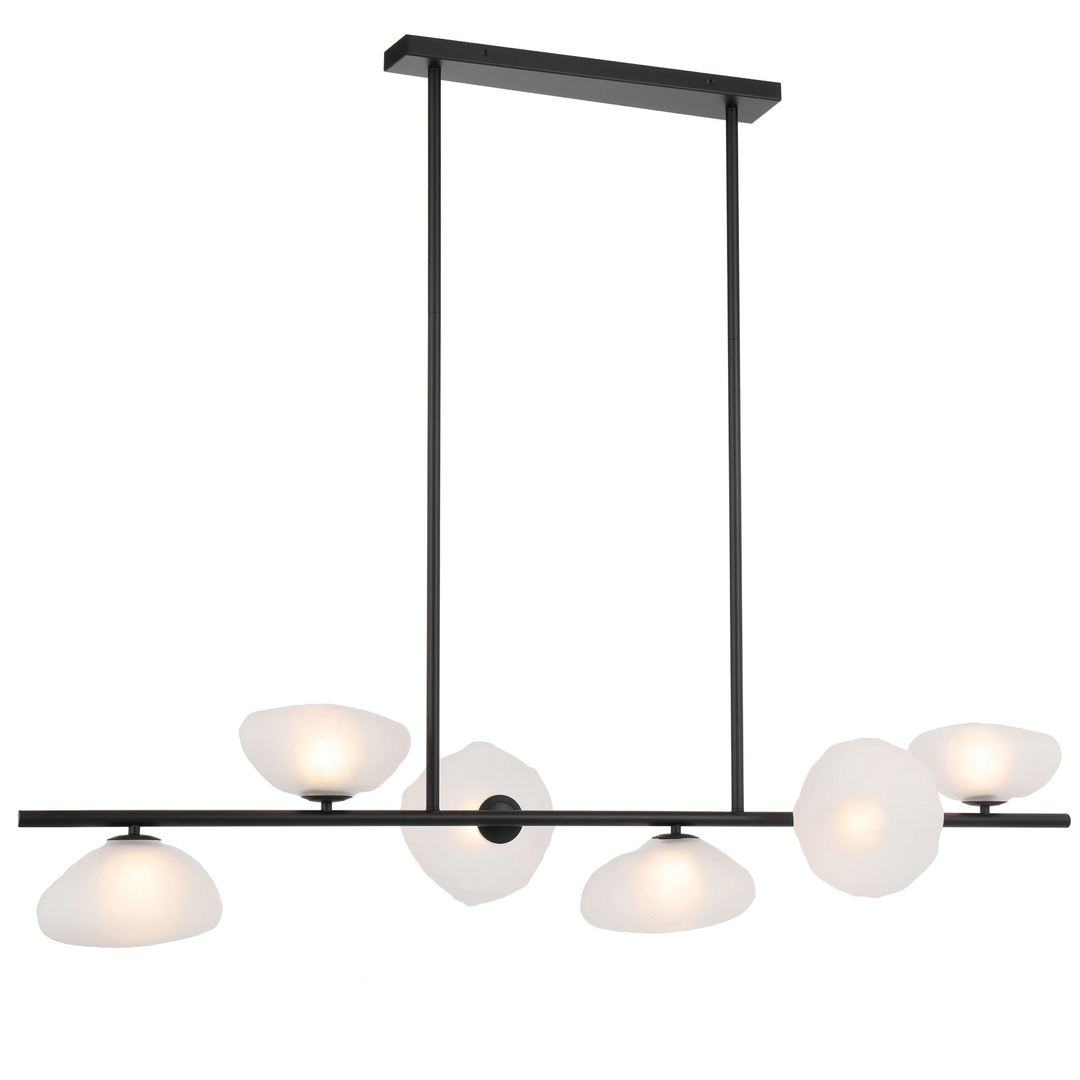 Telbix Zecca 6 Light Bar Pendant | Black & Frost Glass