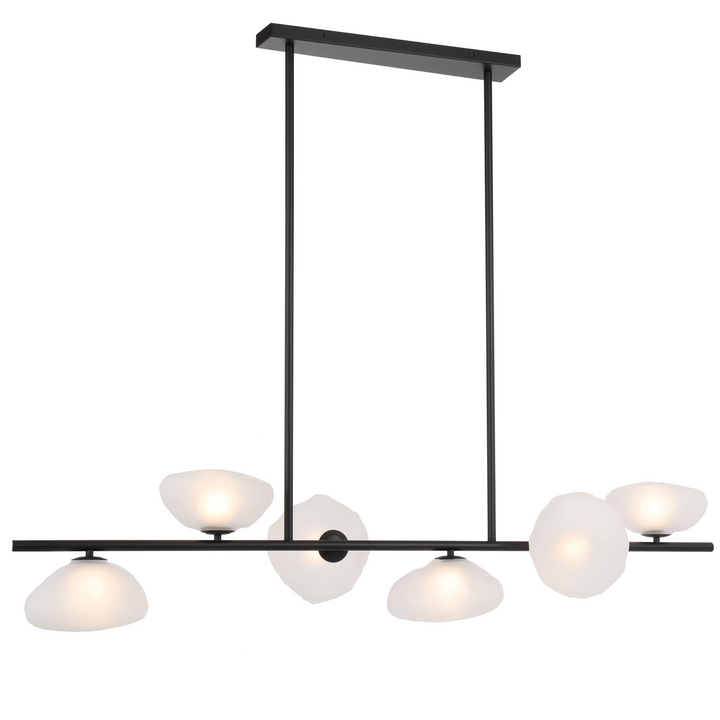 Telbix Zecca 6 Light Bar Pendant | Black & Frost Glass