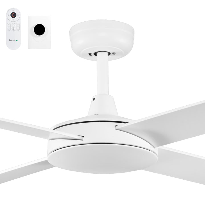 Fanco Eco Silent Deluxe 52" Smart DC Ceiling Fan with TriControl | White