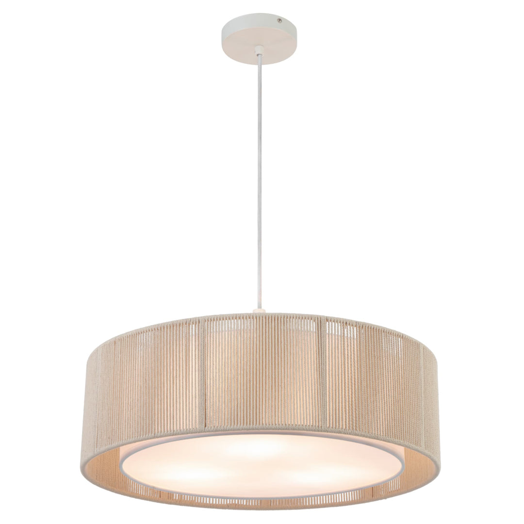 Telbix Cusco Scandinavian Pendant with Soft Woven Fabric Shade | Medium