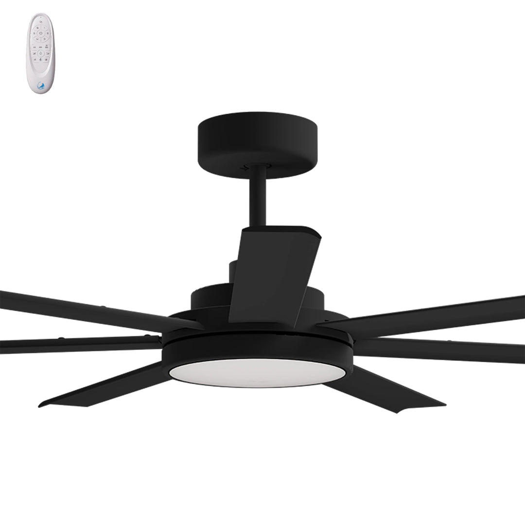 Calibo Alula 80" (2032mm) 7 Blade Indoor/Outdoor DC Ceiling Fan with 24W Light & Remote | Black