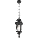 Telbix Pedral Classic Outdoor Lantern Pendant with Textured Glass and Multiple Suspension | Black