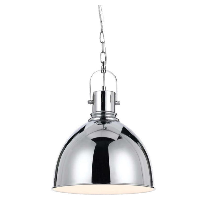 Telbix Market Metal Dome Shade Pendant Light | Chrome