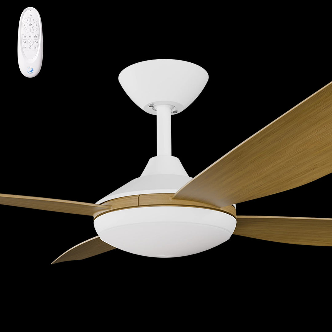 Calibo Vanga 52" DC Smart Ceiling Fan with LED Light and Remote Control | White and Teak