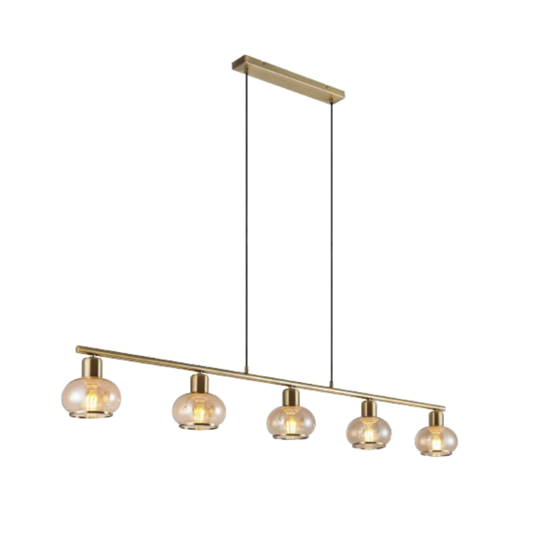 Telbix Marbell 5 Light Bar Pendant | Antique Brass