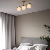 Nordlux Grant Globe 3 Light Opal Glass Ceiling Light | Brass