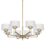 Telbix Moreno II 8 Light Modern Drum Pendant with Ribbed Glass Shade | Antique Silver