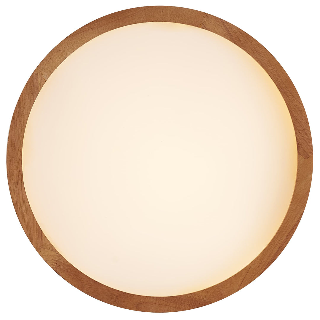 Telbix Thalia Tricolour LED Round Oyster Light with Wood Accent | Large