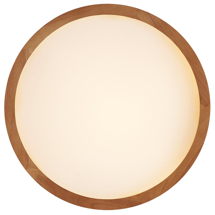 Telbix Thalia Tricolour LED Round Oyster Light with Wood Accent | Large