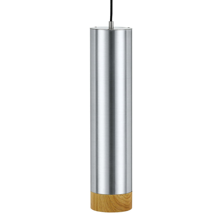 Telbix Dakota Warm White 5W 3000K LED Dimmable Pendant Light | Silver / Oak