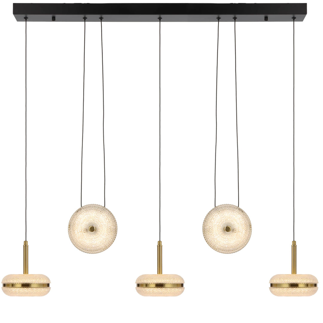 Telbix Govan 5 Light LED Bar Pendant Light | Antique Gold