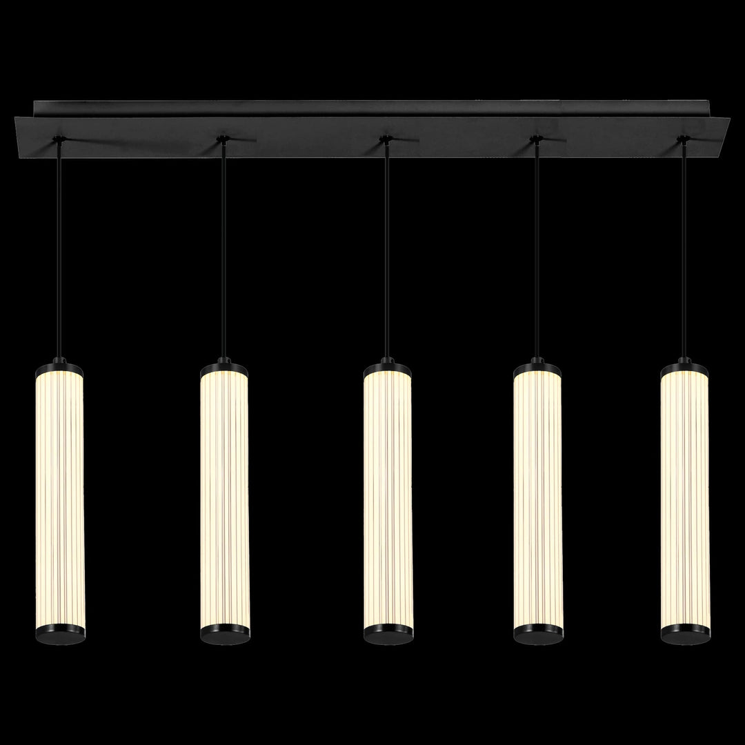 Calibo Charm Modern Fluted 5 Light Linear Pendant | Black