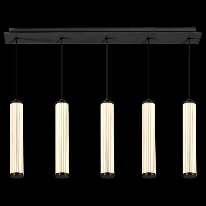 Calibo Charm Modern Fluted 5 Light Linear Pendant | Black