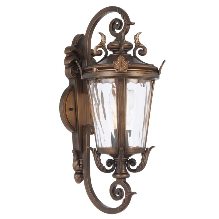 Telbix Pedral Large Classic Lantern-Style Outdoor Wall Light with Textured Glass | Bronze