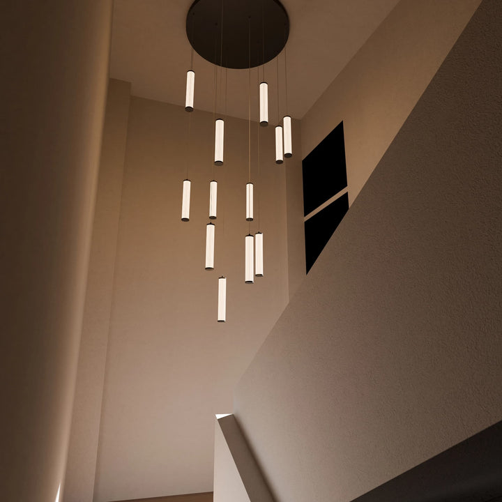 Calibo Charm Modern Fluted 12 Light Cluster Pendant Light | Black