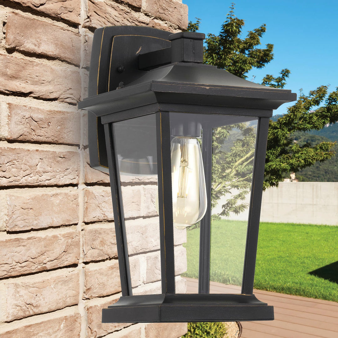 Telbix Walton Lantern Style Exterior Wall Light IP44 (E27) | Black