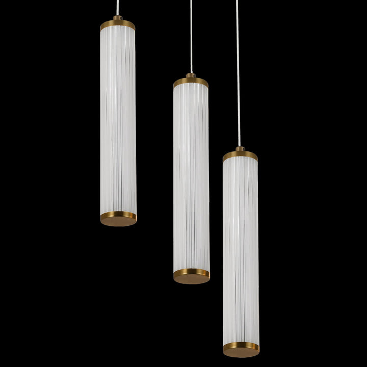 Calibo Charm Modern Fluted 3 Light Cluster Pendant | Brass