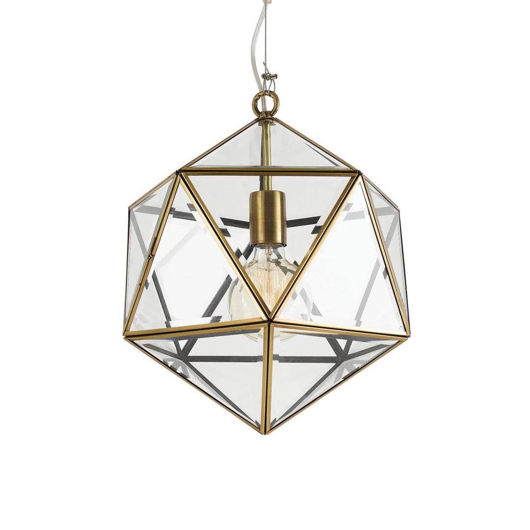 Antique Brass Telbix Lazlo Pendant Light With Glass | Small