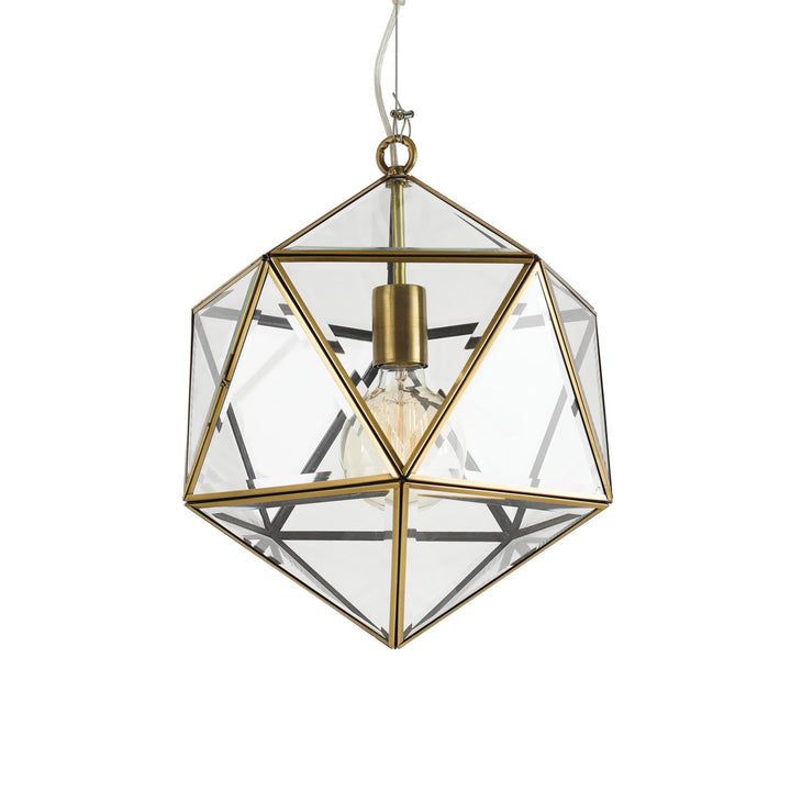 Antique Brass Telbix Lazlo Pendant Light With Glass | Small