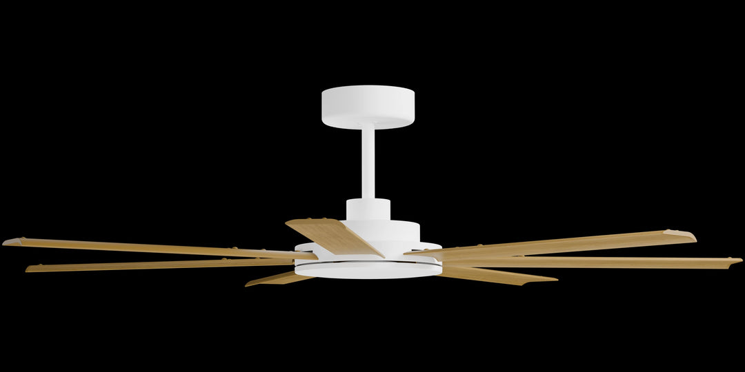 Calibo Alula 60" (1524mm) 7 Blade Indoor/Outdoor DC Ceiling Fan & Remote | White & Teak