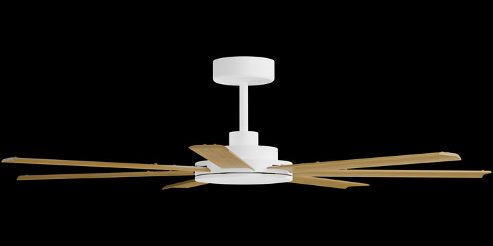 Calibo Alula 60" (1524mm) 7 Blade Indoor/Outdoor DC Ceiling Fan & Remote | White & Teak