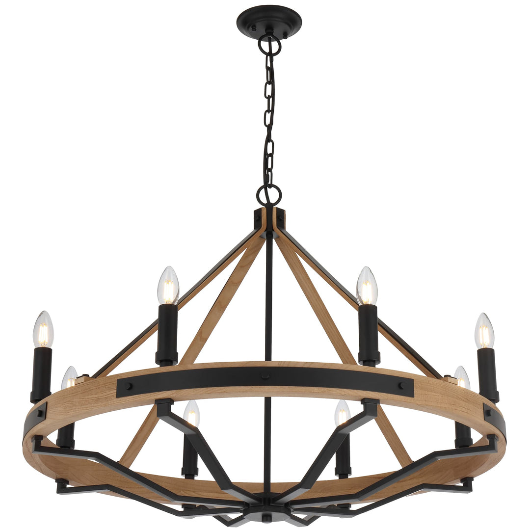 Telbix Darien 8 Light Pendant | Ash Wood