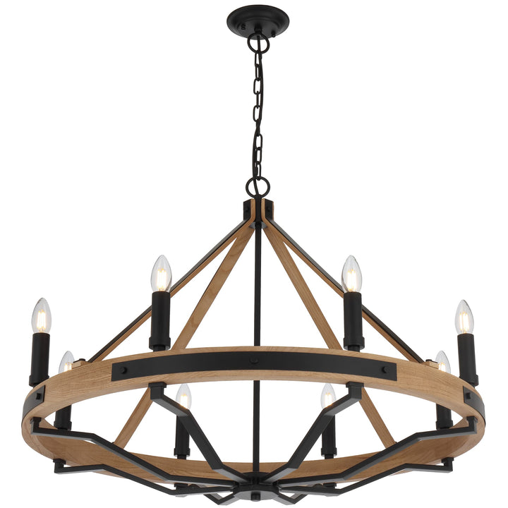 Telbix Darien 8 Light Pendant | Ash Wood