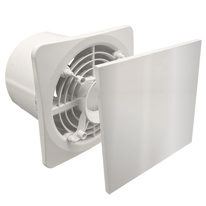 Fanco Dynamic 150 Square Wall/Ceiling Exhaust Fan with Glass Panel | White
