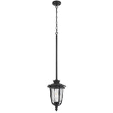 Telbix Ramiro Classic Outdoor Lantern Pendant with Textured Glass and Multiple Suspension | Black