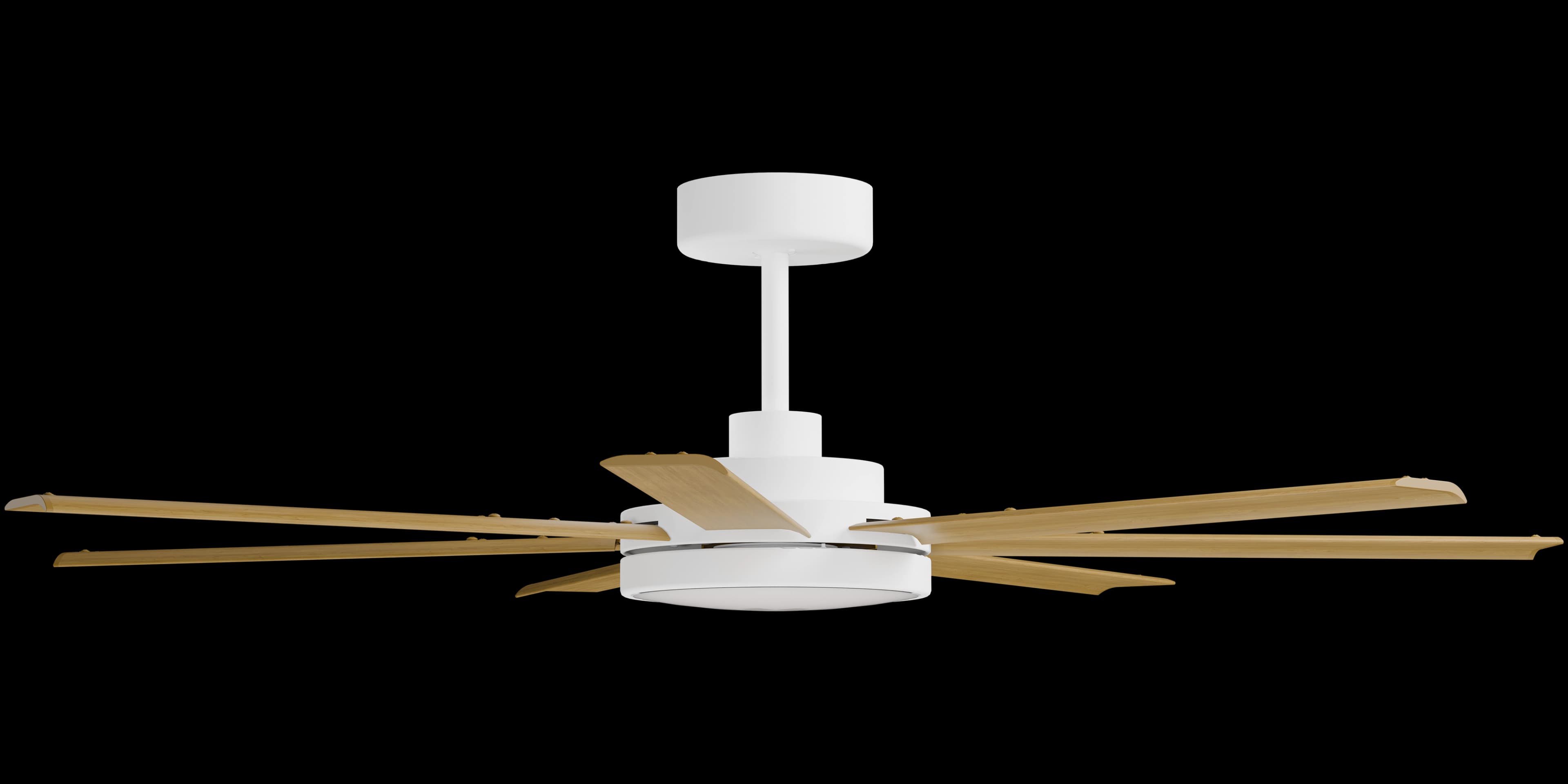 Calibo Alula 60" (1524mm) 7 Blade Indoor/Outdoor DC Ceiling Fan with 24W Light & Remote | White & Teak