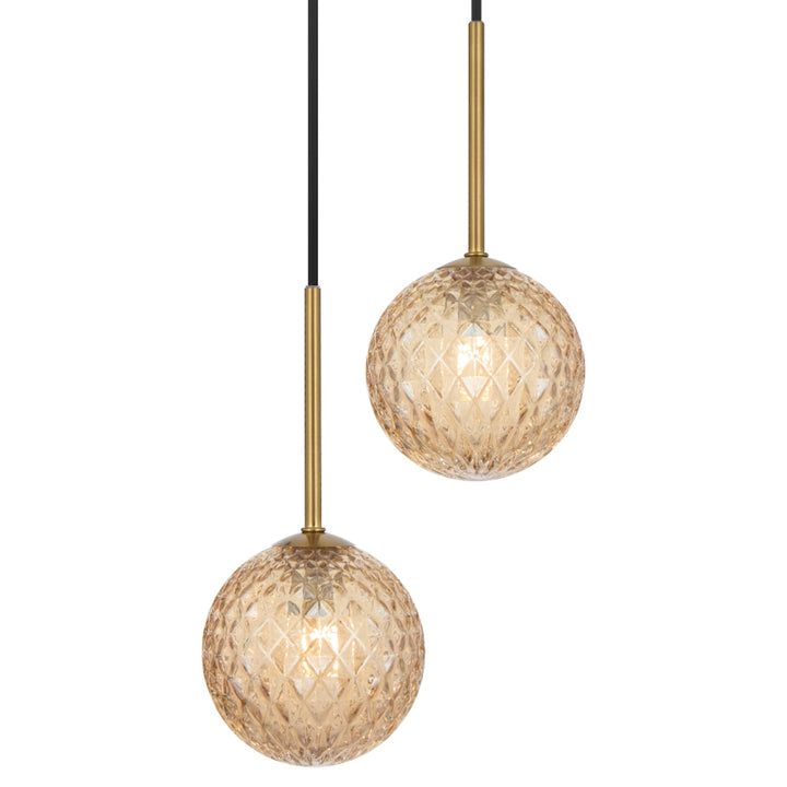 Telbix Gaston Antique Gold 2 Light Pendant Light | Amber Tear