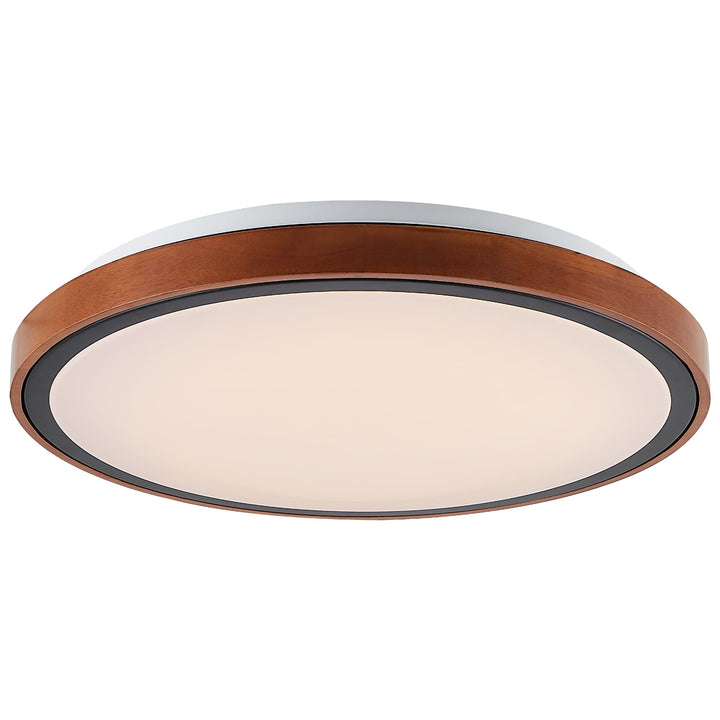 Telbix Orlin Tricolour LED Round Oyster Light with Wood Accent | Small