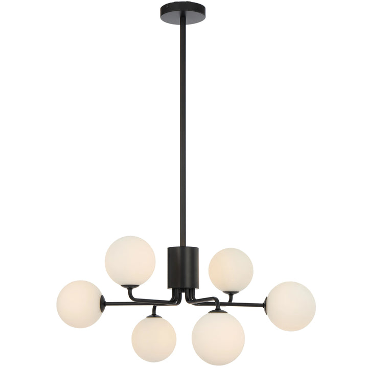 Telbix Black Felton 6 Light Pendant | Opal matt
