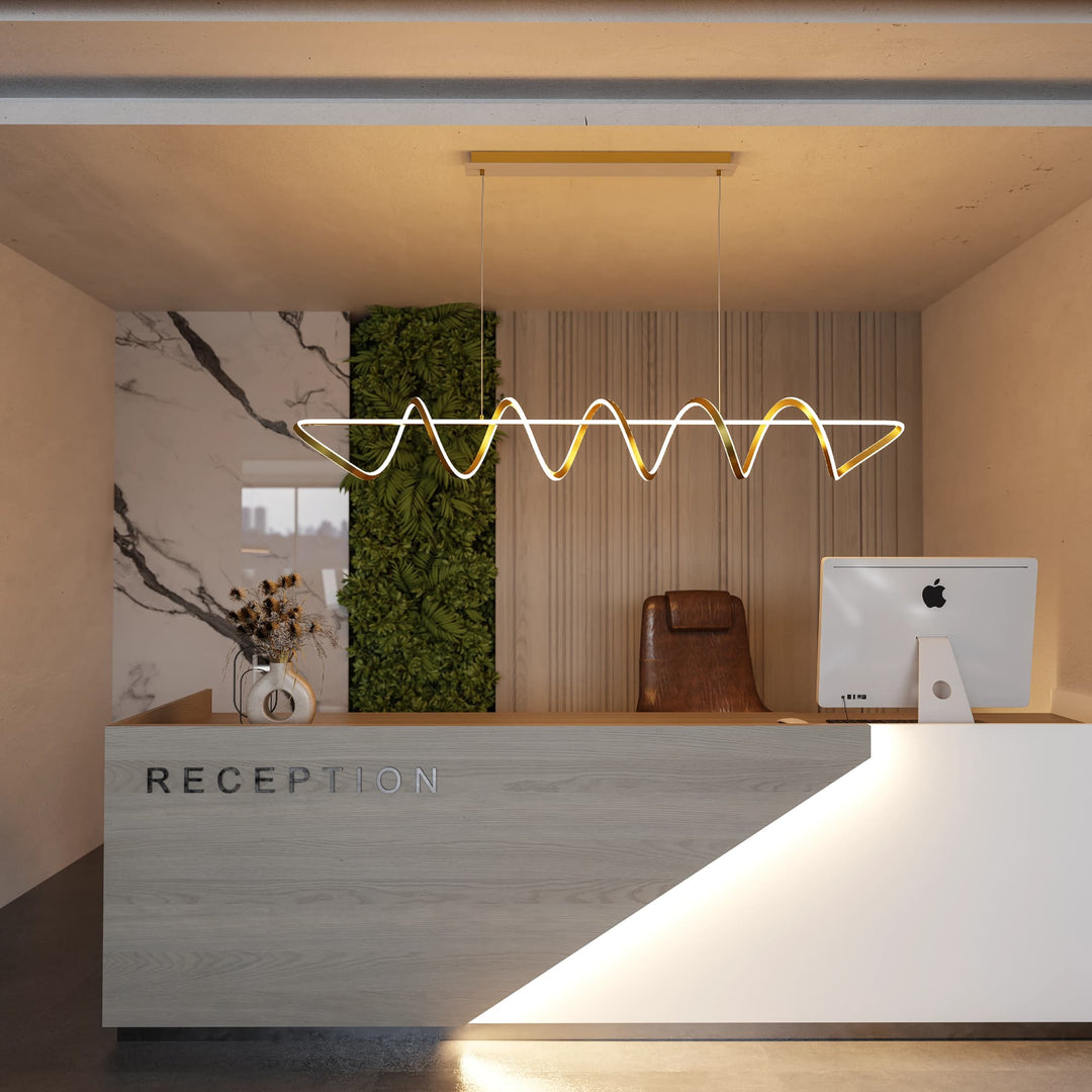 Calibo Bulbul Modern Spiral 2000mm LED Linear Pendant Light | Brass