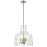 Telbix Perron 4 Light Modern Glass Pendant with Dimpled Decanter-Inspired Shade | Nickel