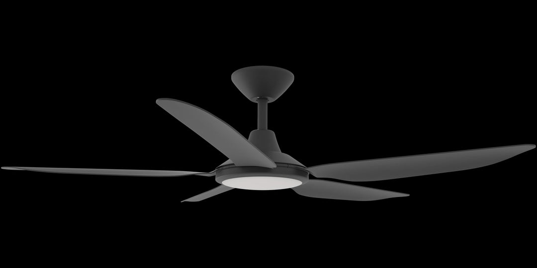 Calibo Storm 52" (1320mm) 5 Blade 18W Tricolour LED Light Indoor/Outdoor DC Ceiling Fan & Remote | Matte Black