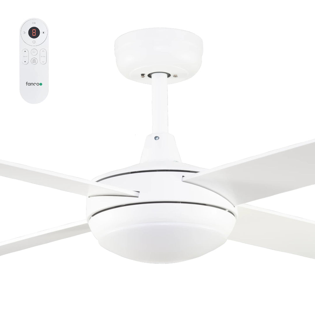 Fanco 52" Smart Eco Silent Deluxe DC Ceiling Fan With 18W CCT LED Light & Remote | White