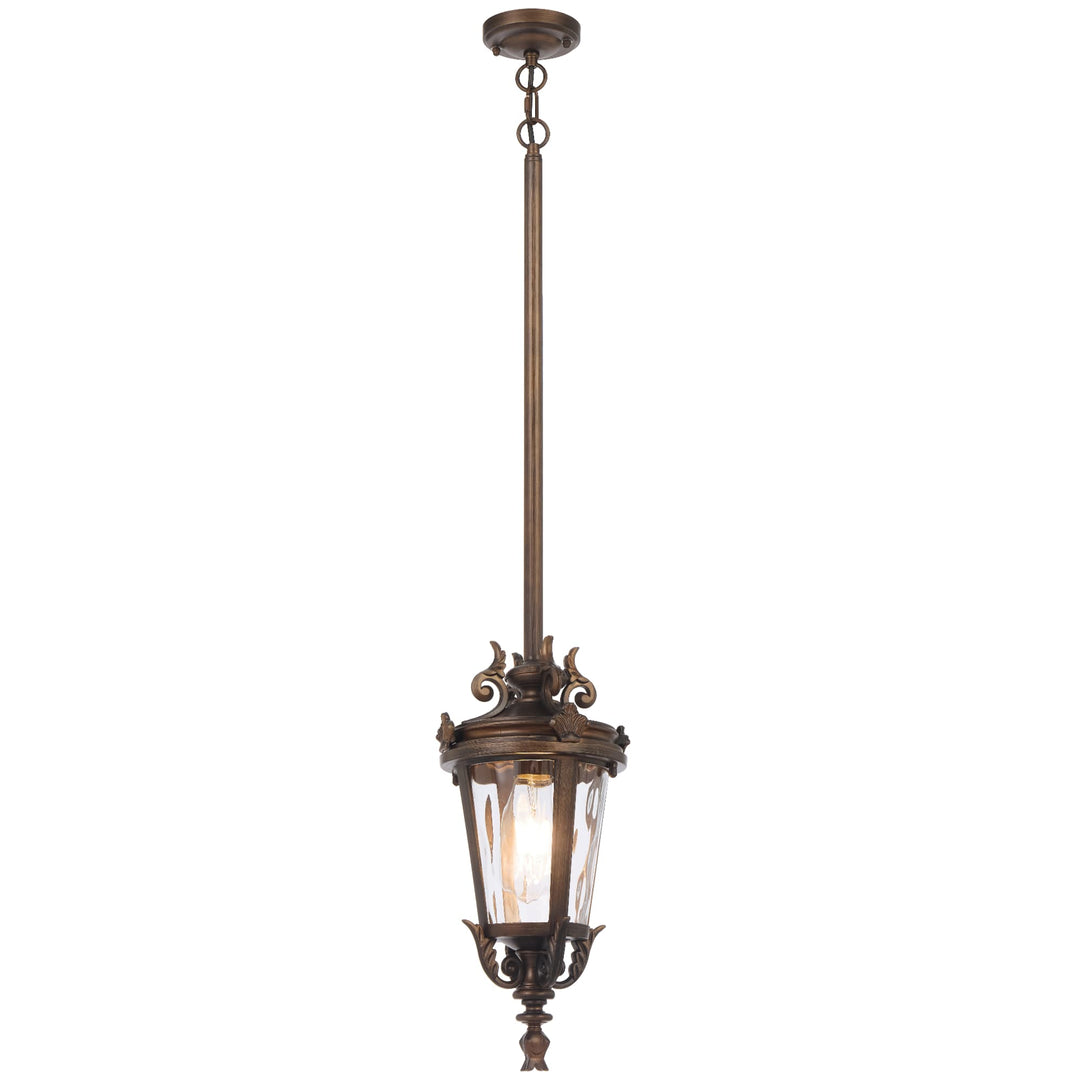 Telbix Pedral Classic Outdoor Lantern Pendant with Textured Glass and Multiple Suspension | Bronze