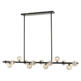Telbix Moran 14 Light Medium Linear Pendant | Black & Smoke