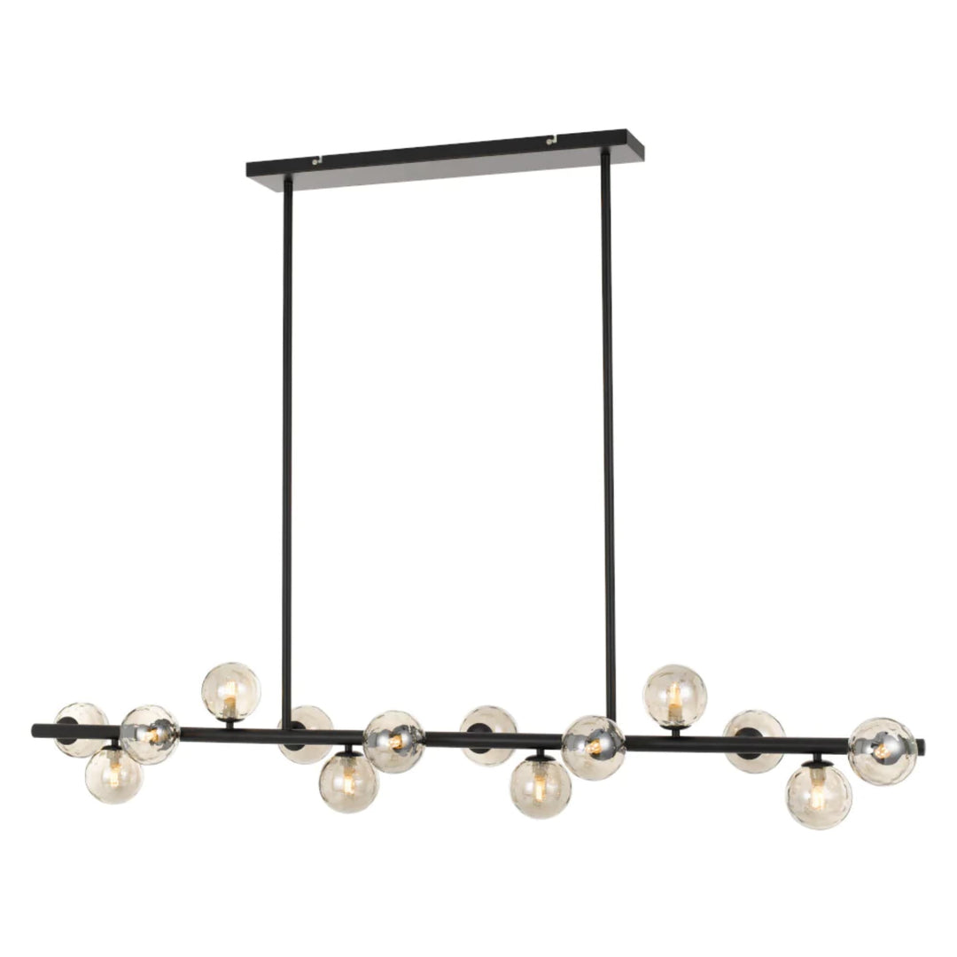 Telbix Moran 14 Light Medium Linear Pendant | Black & Smoke
