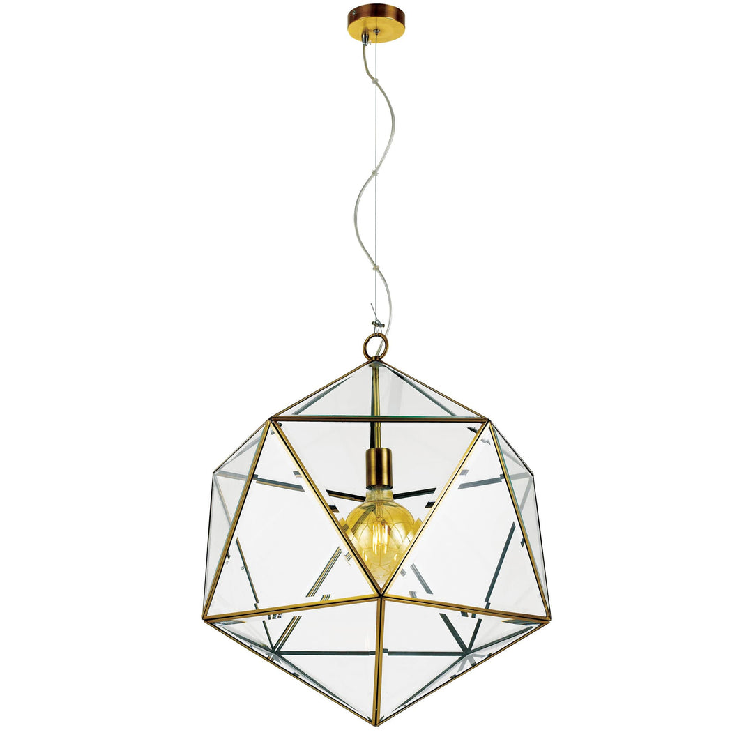 Antique Brass Telbix Lazlo Pendant Light With Glass | Large