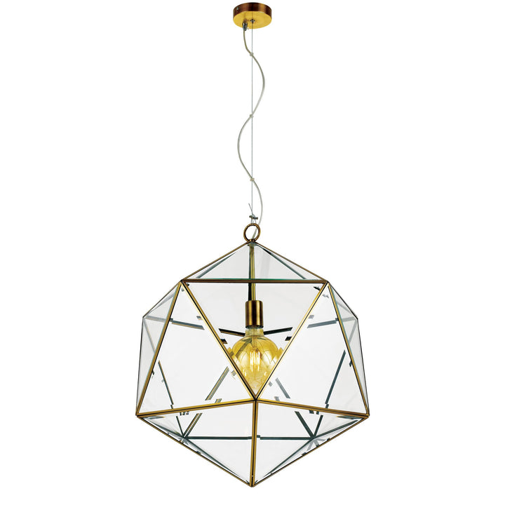 Antique Brass Telbix Lazlo Pendant Light With Glass | Large